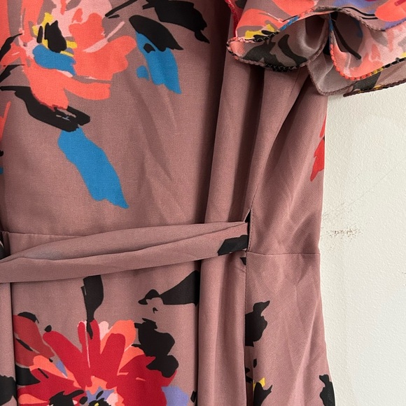 HUTCH Midi Ruffle Wrap Dress Women's Small (2-4) Wrap Tie Waist Floral guest - Picture 9 of 13